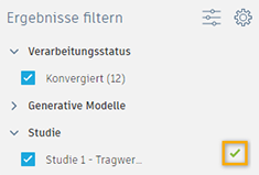 Dialogfeld Ergebnisse filtern - Studienstatus