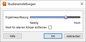 Dialogfeld Einstellungen - Auflösung