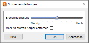 Dialogfeld Studieneinstellungen