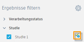 Dialogfeld Ergebnisse filtern - Studienstatus