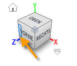 ViewCube - zum Ändern der Ansicht auf Ecke klicken