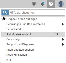 Autodesk-Assistent im Hilfemenü