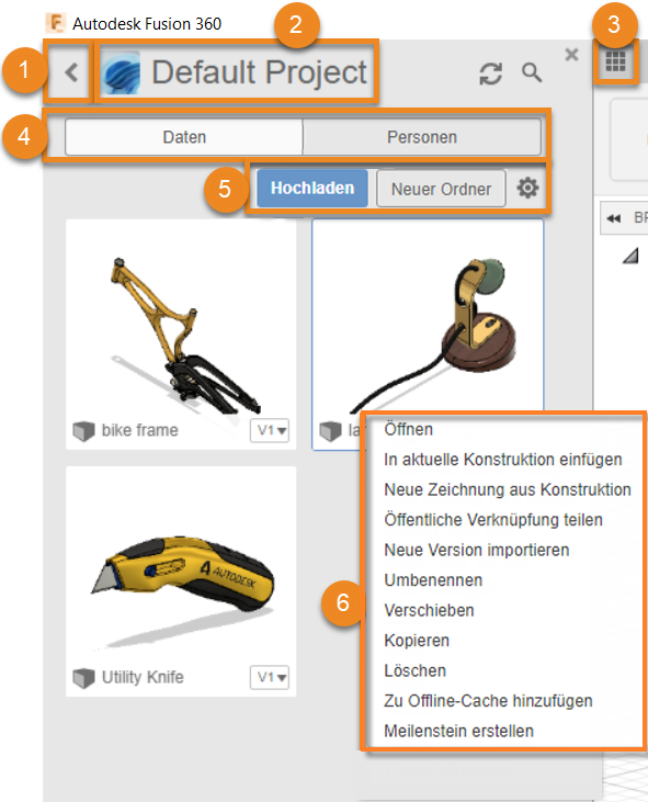 Gruppe Daten Übersicht Benutzeroberfläche