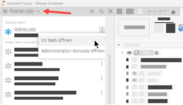 Öffnen Fusion-Web-Client