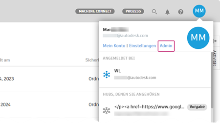 Registerkarte Admin