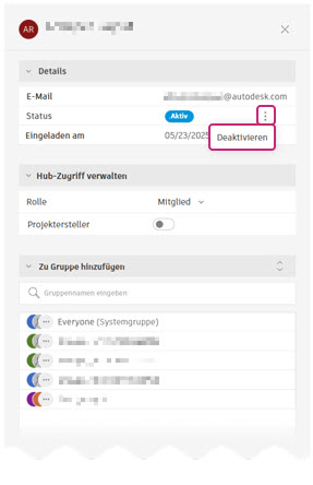 Mitglied deaktivieren oder aktivieren