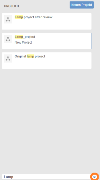 Projekte filtern