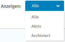 Archivierte Projekte filtern