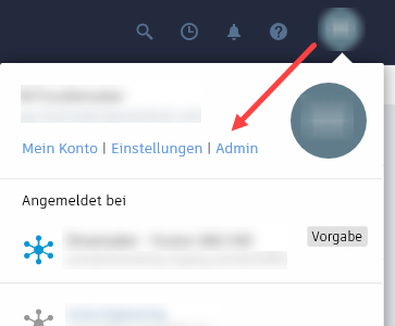 Auf Admin klicken