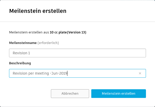 Web-Client - Schaltfläche Meilenstein erstellen