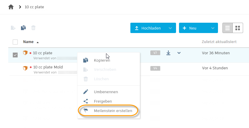 Web-Client - Meilenstein erstellen