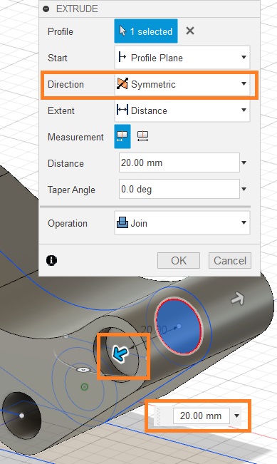 Neuen extrudierten Körper verbinden
