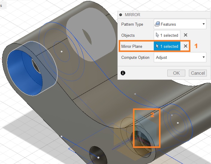 Schnitt auf der anderen Seite spiegeln