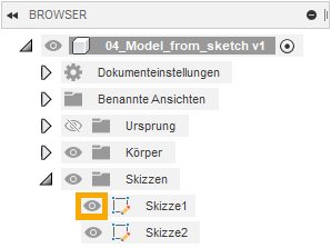 Sichtbarkeit der Skizze aktivieren