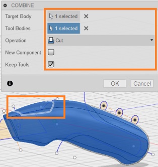 Grip 2 mit dem Werkzeug Kombinieren ausschneiden
