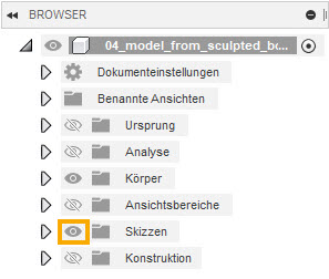 Sichtbarkeit der Skizze aktivieren