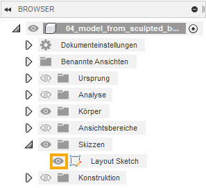 Sichtbarkeit der Skizze aktivieren