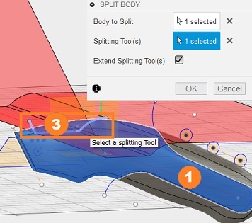 Modell in drei Körper teilen