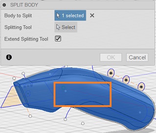 Messerkörper in zwei Teile teilen