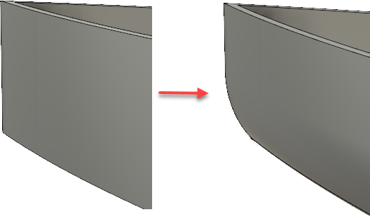 gekrümmte Vorderseite