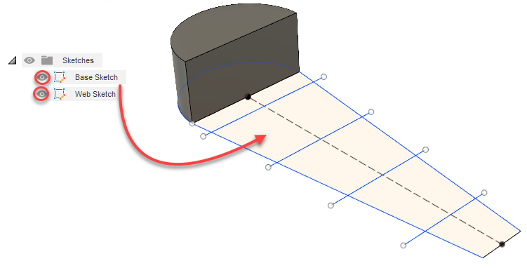 verbleibende Skizze angezeigt