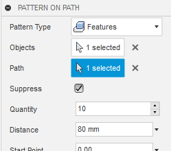 Turbine - Dialogfeld Anordnung auf Pfad