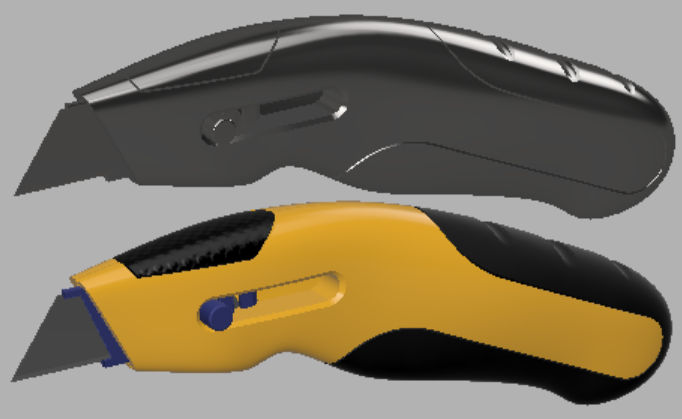 Universalmesser vor und nach der Materialanwendung