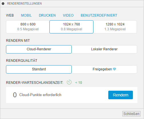 Web-Rendereinstellungen