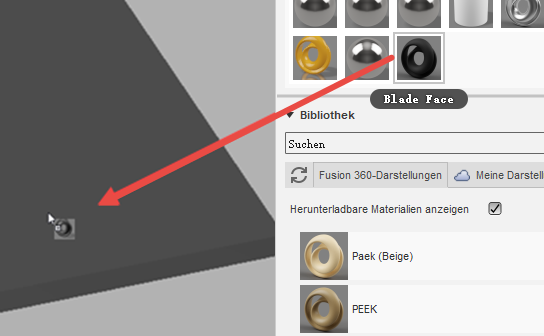 Zuweisen eines Materials für die Klingenfläche