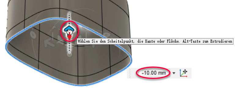 Nach unten extrudieren