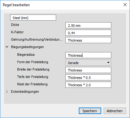 Dialogfeld Regel bearbeiten