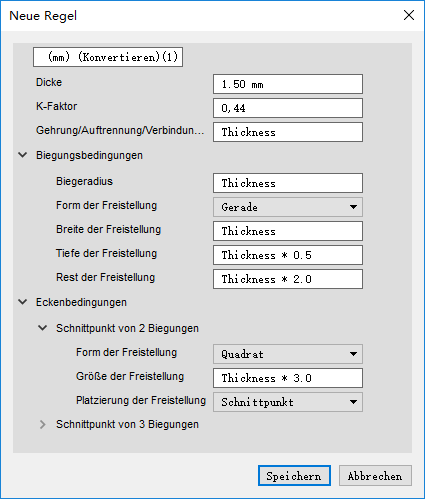 Dialogfeld Neue Regel