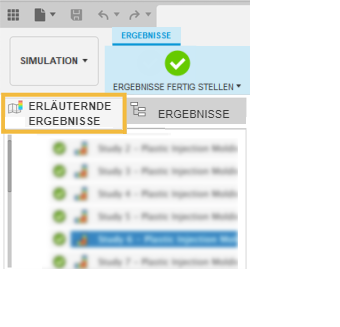 Registerkarte Erläuternde Ergebnisse