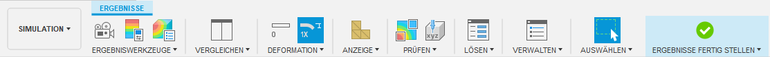 Werkzeugkasten Simulation - Registerkarte Ergebnisse