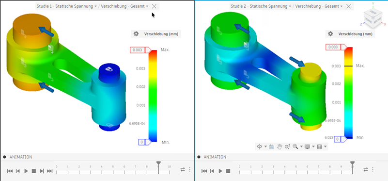 X-Verschiebung vergleichen