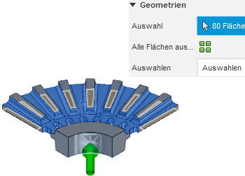 Für die Konvektionslast ausgewählte Flächen