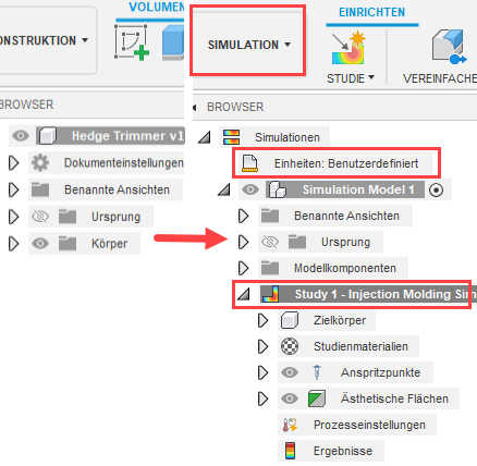 Einrichten der Spritzgusssimulation