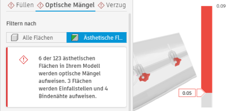 Registerkarte Erläuternde Ergebnisse - Mängel