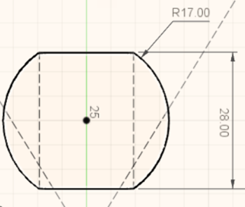 Bemaßung des Radius eines Bogens 17 mm