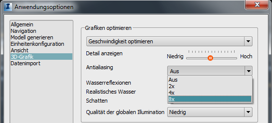 Antialiasing-Optionen