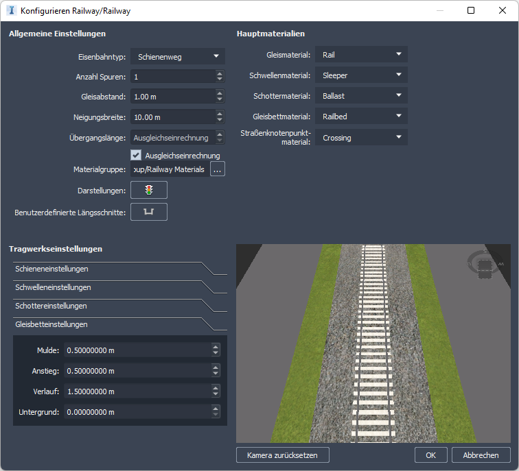 Schienenweg konfigurieren