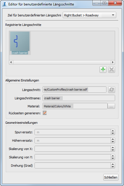 Editor für benutzerdefinierte Längsschnitte