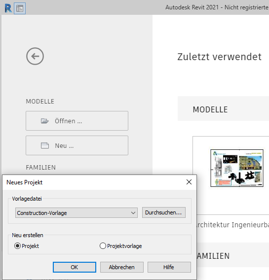 Revit-Projektvorlage