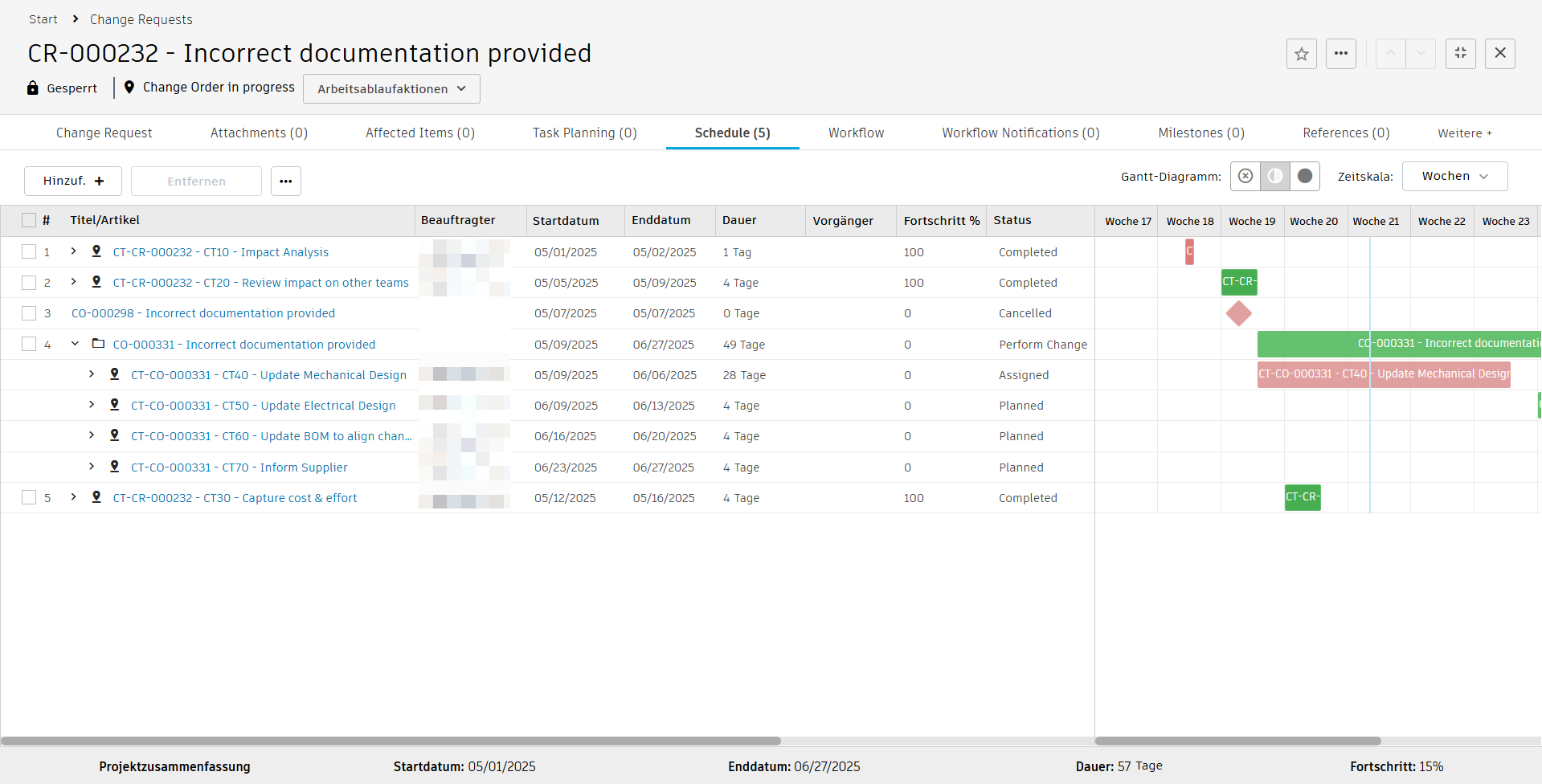 Änderungsanforderungen