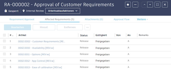 Genehmigungsbildschirm