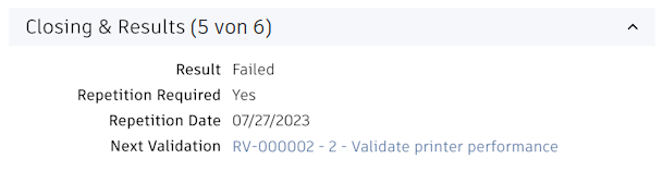 Nächste Validierung