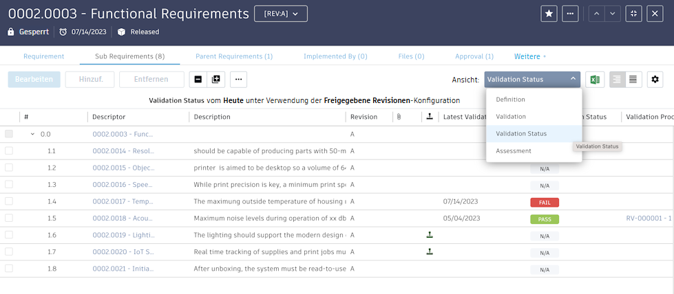 Wechseln der Ansicht