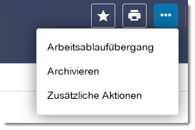 Menü Zusätzliche Aktionen