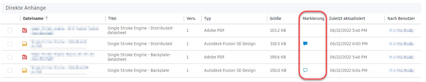 Registerkarte Anhänge