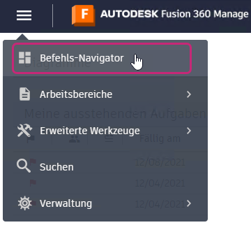 Befehls-Navigator-Menüelement